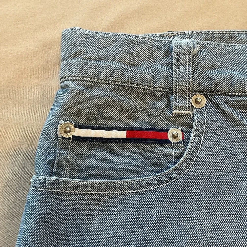 Tommy Hilfiger Vintage‎ Womens Sz 7 Shorts Patches Rare Flat Front Blue